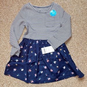 NWT Carters matching sister style blue and white floral dress 2T